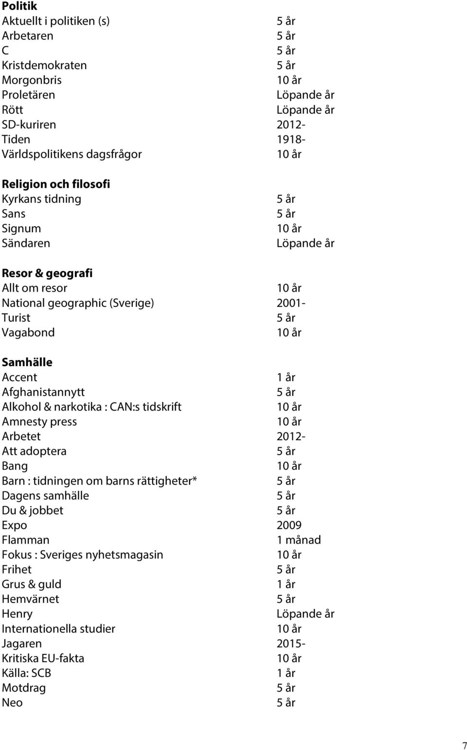 Afghanistannytt Alkohol & narkotika : CAN:s tidskrift Amnesty press Arbetet 2012- Att adoptera Bang Barn : tidningen om barns rättigheter* Dagens samhälle Du