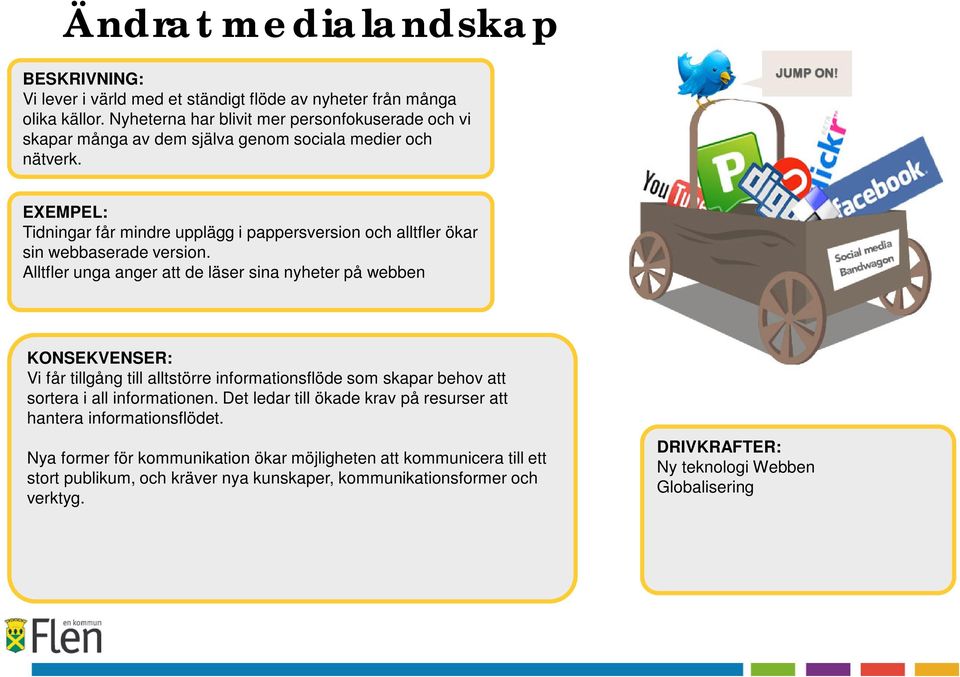 EXEMPEL: Tidningar får mindre upplägg i pappersversion och alltfler ökar sin webbaserade version.