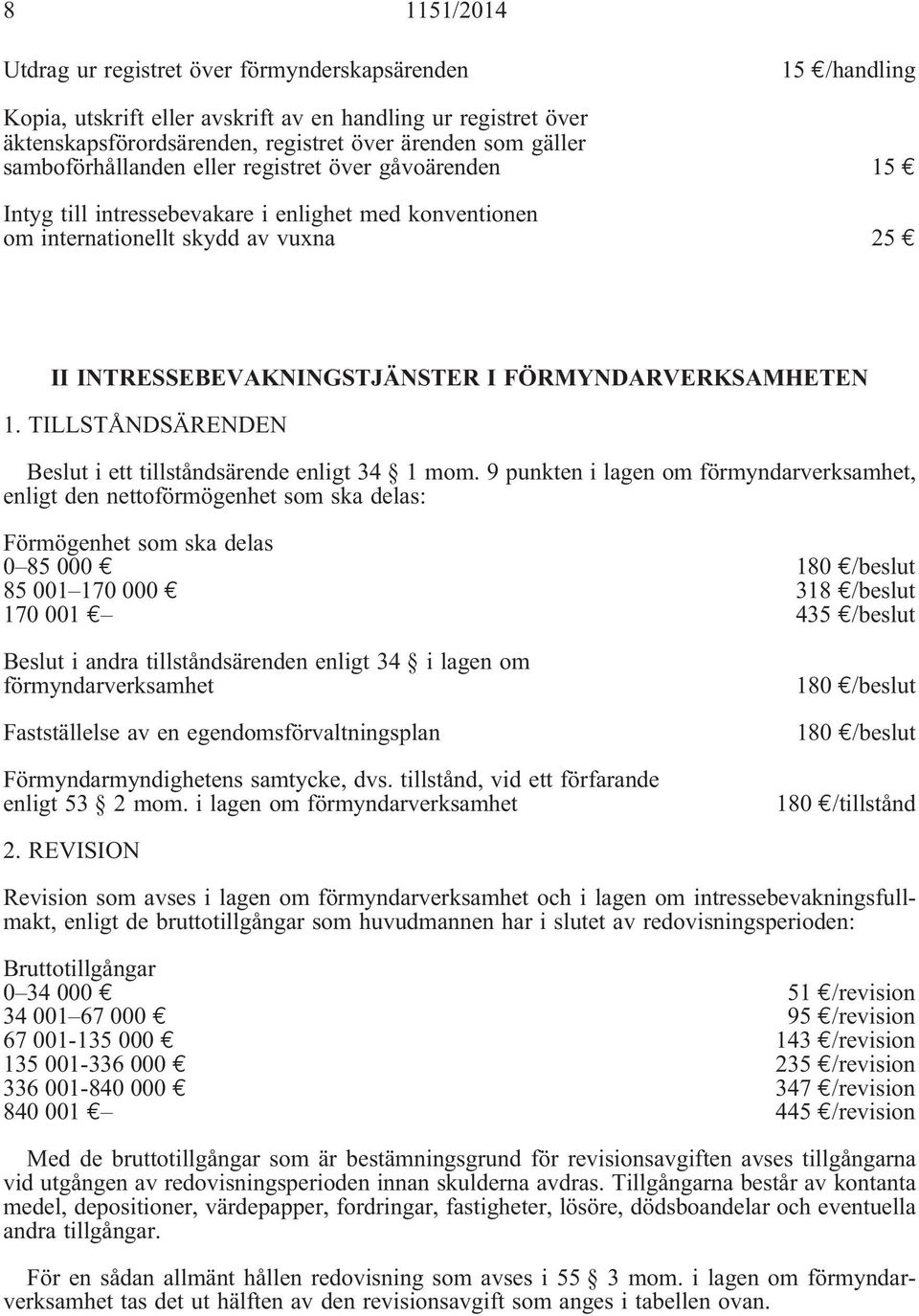 FÖRMYNDARVERKSAMHETEN 1. TILLSTÅNDSÄRENDEN Beslut i ett tillståndsärende enligt 34 1 mom.