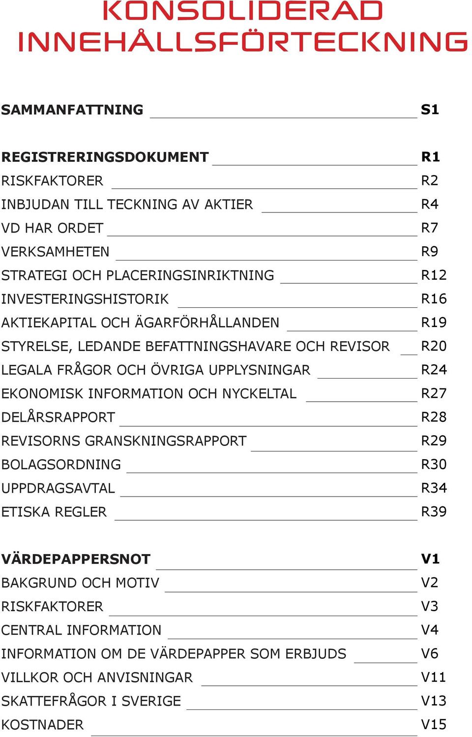 INFORMATION OCH NYCKELTAL DELÅRSRAPPORT REVISORNS GRANSKNINGSRAPPORT BOLAGSORDNING UPPDRAGSAVTAL ETISKA REGLER R1 R2 R4 R7 R9 R12 R16 R19 R20 R24 R27 R28 R29 R30 R34 R39