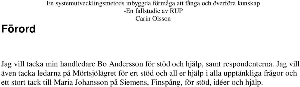 Jag vill även tacka ledarna på Mörtsjölägret för ert stöd och all er hjälp i alla