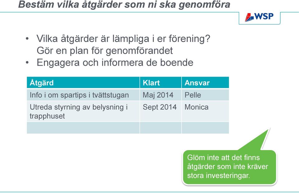 Info i om spartips i tvättstugan Maj 2014 Pelle Utreda styrning av belysning i