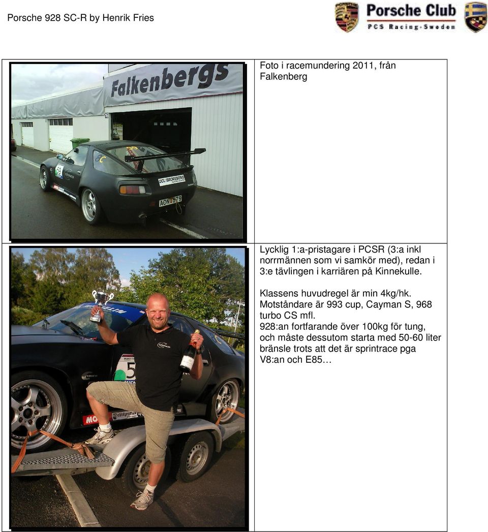 Klassens huvudregel är min 4kg/hk. Motståndare är 993 cup, Cayman S, 968 turbo CS mfl.