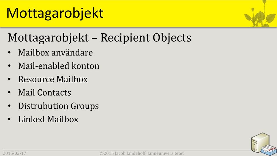 Mail-enabled konton Resource Mailbox