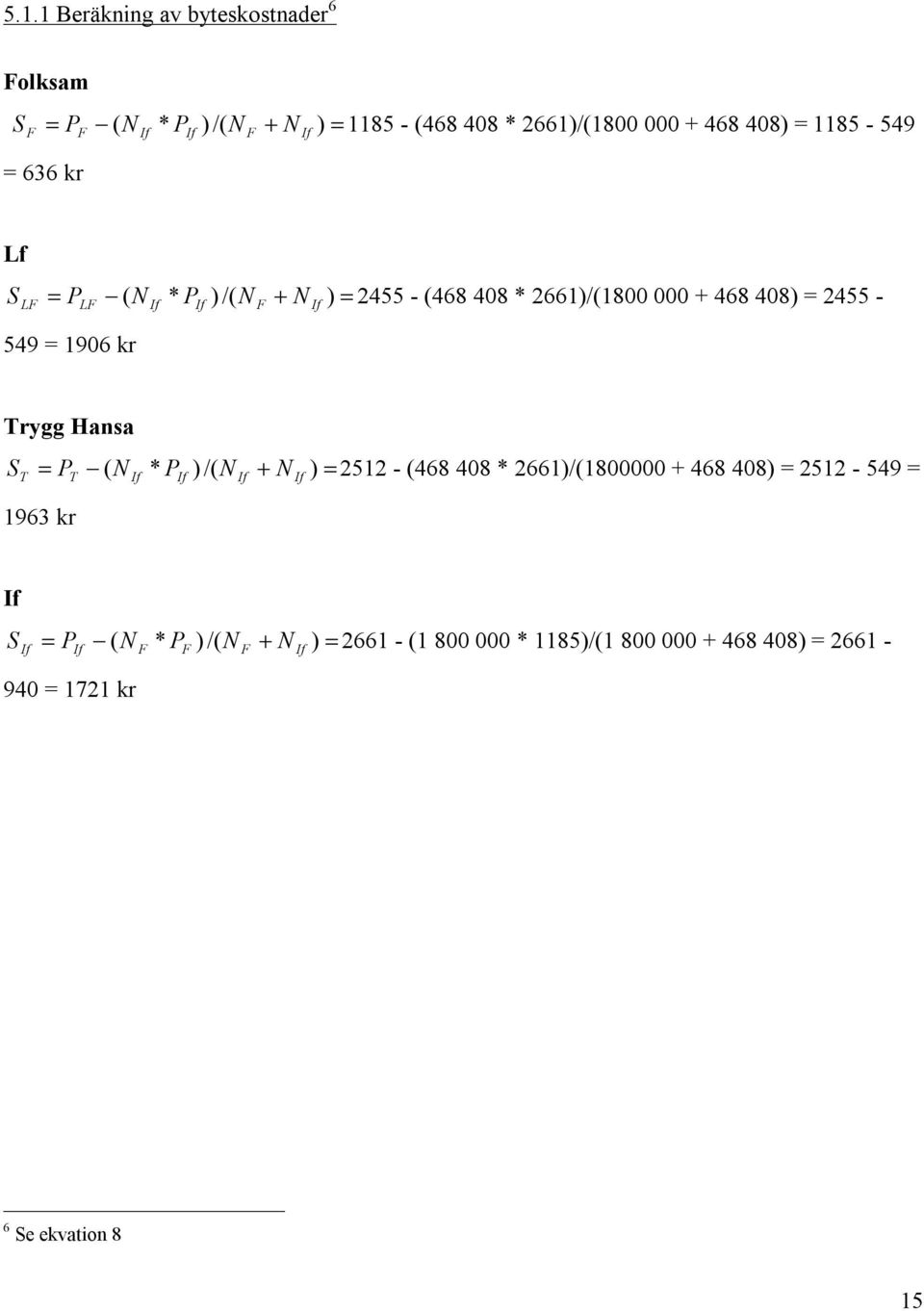 If F If Trygg Hansa S = P N * P ) /( N + N ) = 2512 - (468 408 * 2661)/(1800000 + 468 408) = 2512-549 = T T 1963 kr ( If If If If