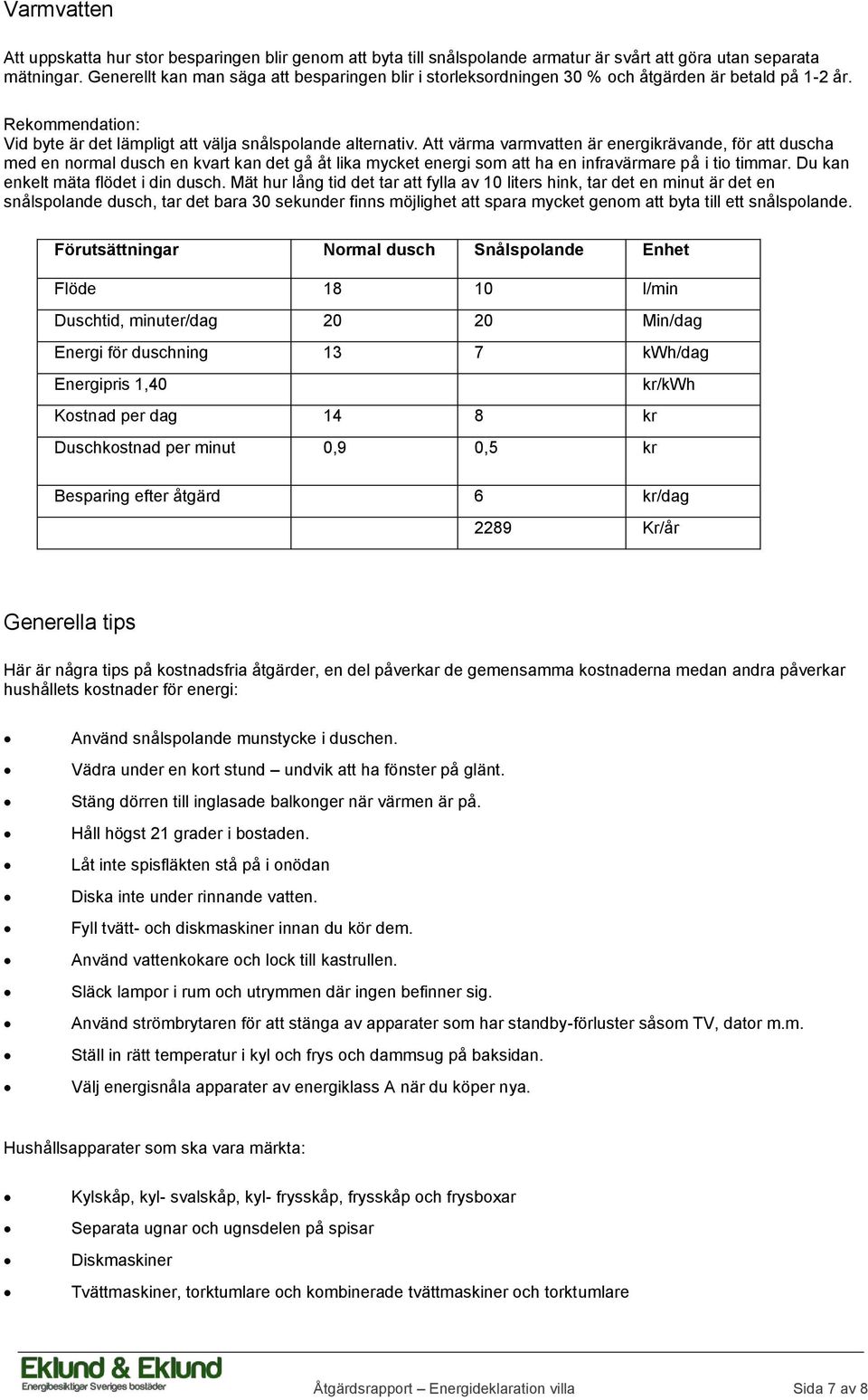 Att värma varmvatten är energikrävande, för att duscha med en normal dusch en kvart kan det gå åt lika mycket energi som att ha en infravärmare på i tio timmar. Du kan enkelt mäta flödet i din dusch.