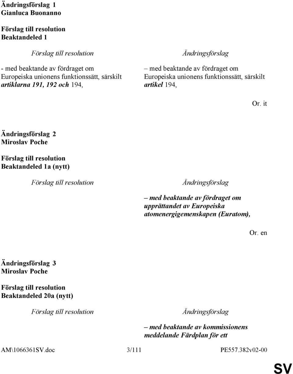 it 2 Miroslav Poche Beaktandeled 1a (nytt) med beaktande av fördraget om upprättandet av Europeiska atomenergigemenskapen