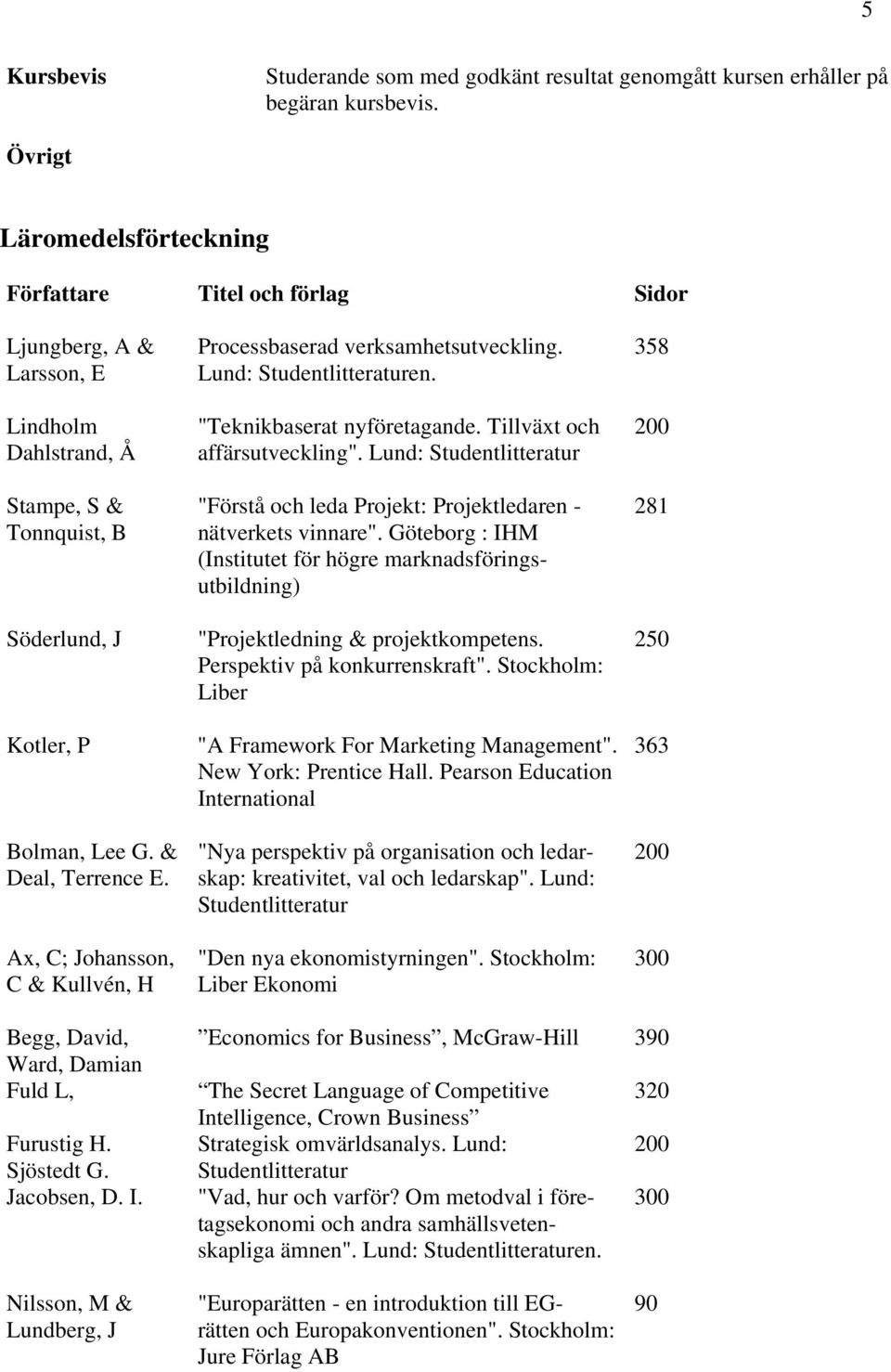 Ax, C; Johansson, C & Kullvén, H Processbaserad verksamhetsutveckling. Lund: Studentlitteraturen. "Teknikbaserat nyföretagande. Tillväxt och affärsutveckling".