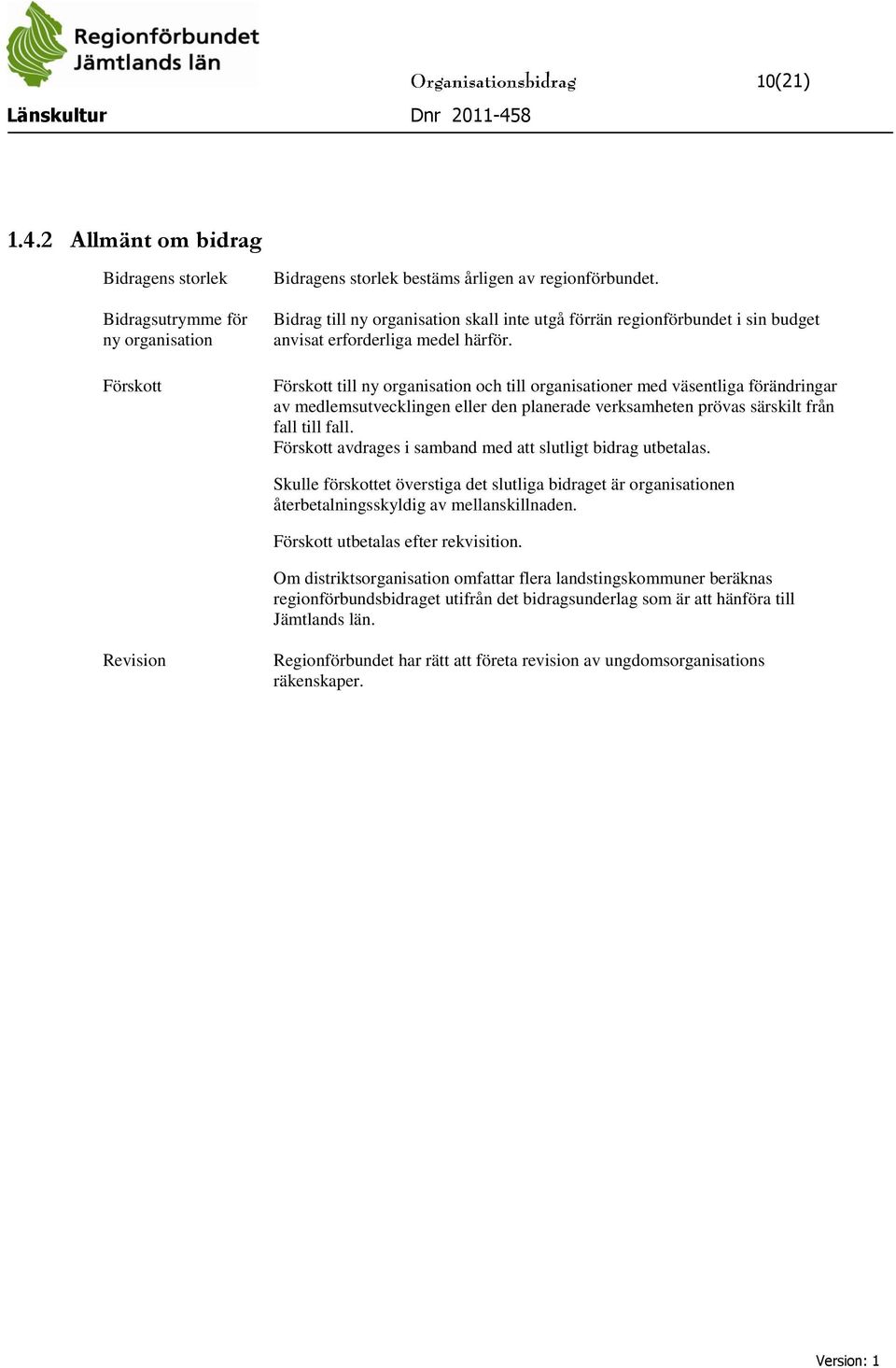 Förskott till ny organisation och till organisationer med väsentliga förändringar av medlemsutvecklingen eller den planerade verksamheten prövas särskilt från fall till fall.