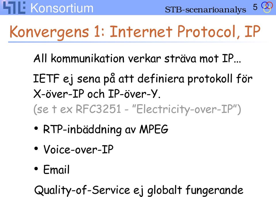 .. IETF ej sena på att definiera protokoll för X-över-IP och IP-över-Y.