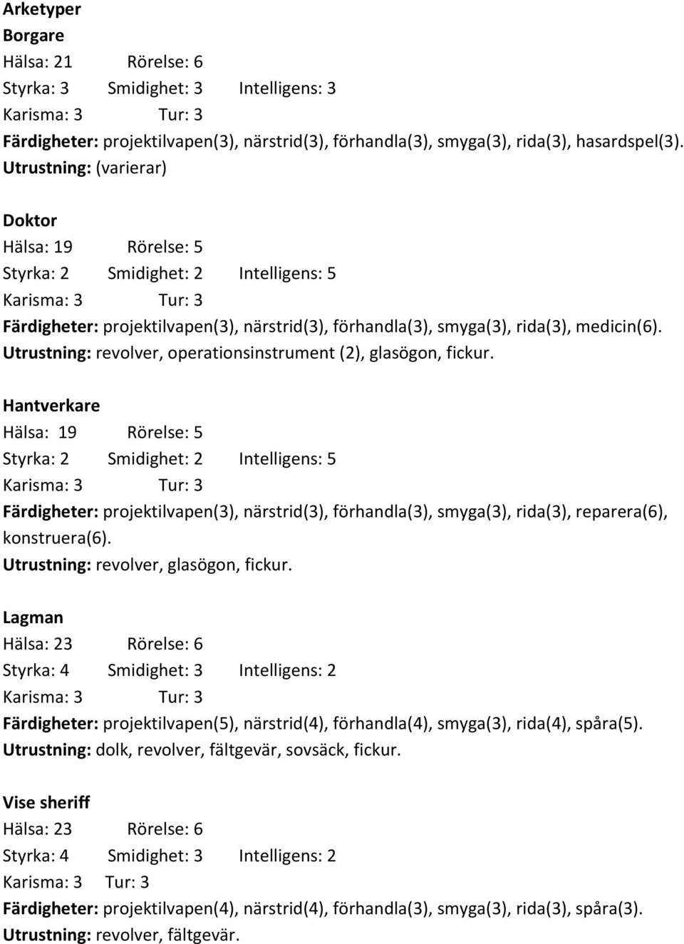 Utrustning: revolver, operationsinstrument (2), glasögon, fickur.