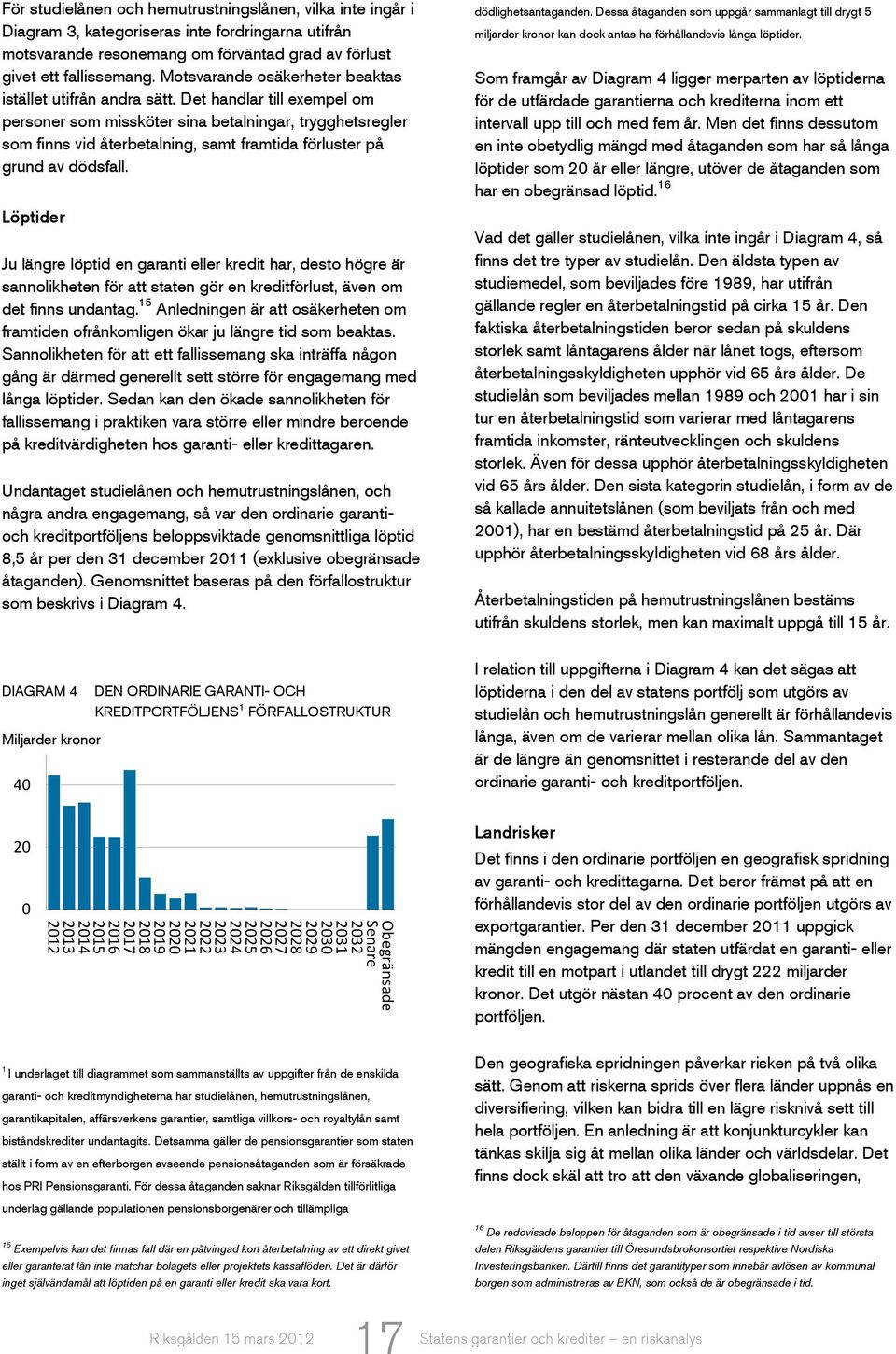 Det handlar till exempel om personer som missköter sina betalningar, trygghetsregler som finns vid återbetalning, samt framtida förluster på grund av dödsfall.