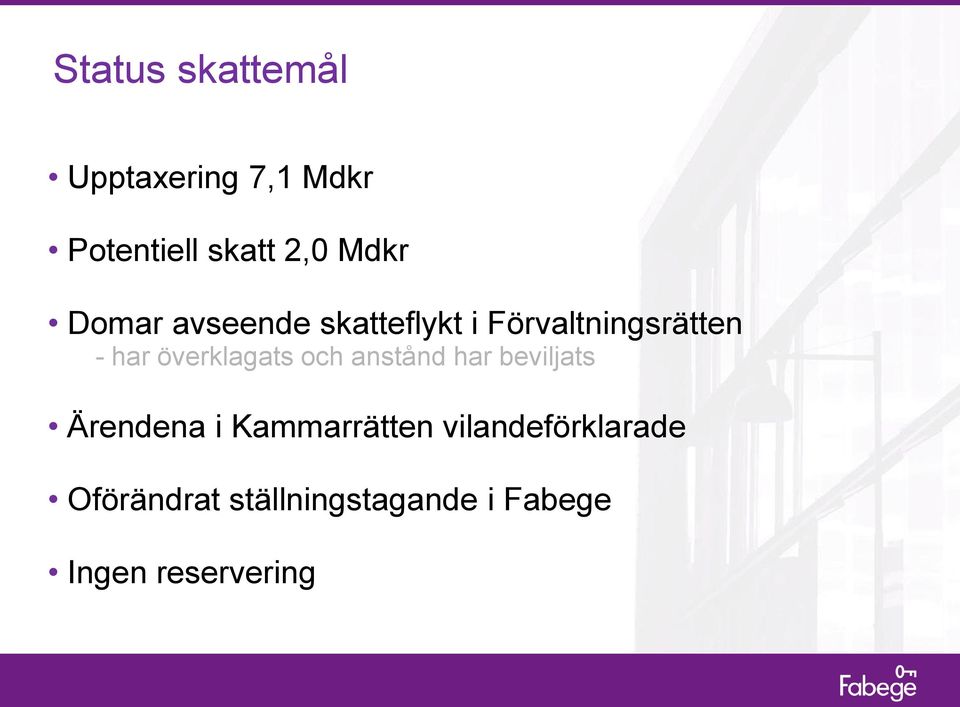 överklagats och anstånd har beviljats Ärendena i Kammarrätten
