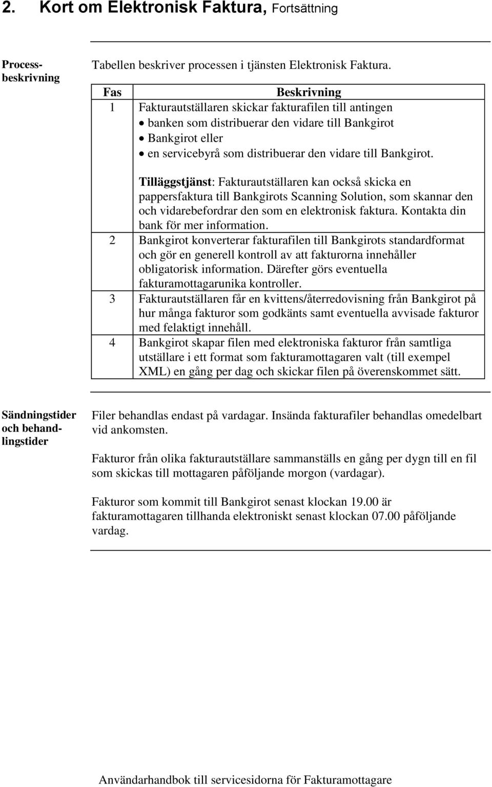 Tilläggstjänst: Fakturautställaren kan också skicka en pappersfaktura till Bankgirots Scanning Solution, som skannar den och vidarebefordrar den som en elektronisk faktura.