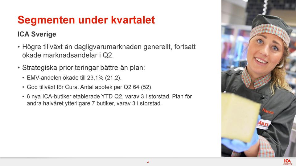 Strategiska prioriteringar bättre än plan: EMV-andelen ökade till 23,1% (21,2).