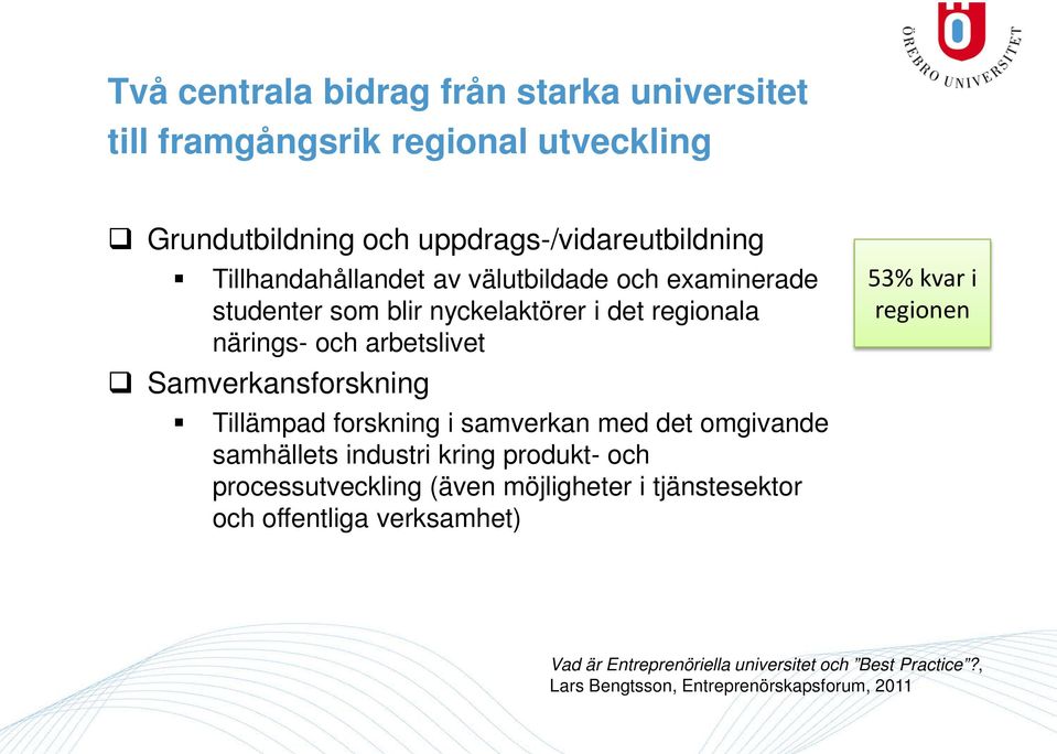 Samverkansforskning Tillämpad forskning i samverkan med det omgivande samhällets industri kring produkt- och processutveckling (även