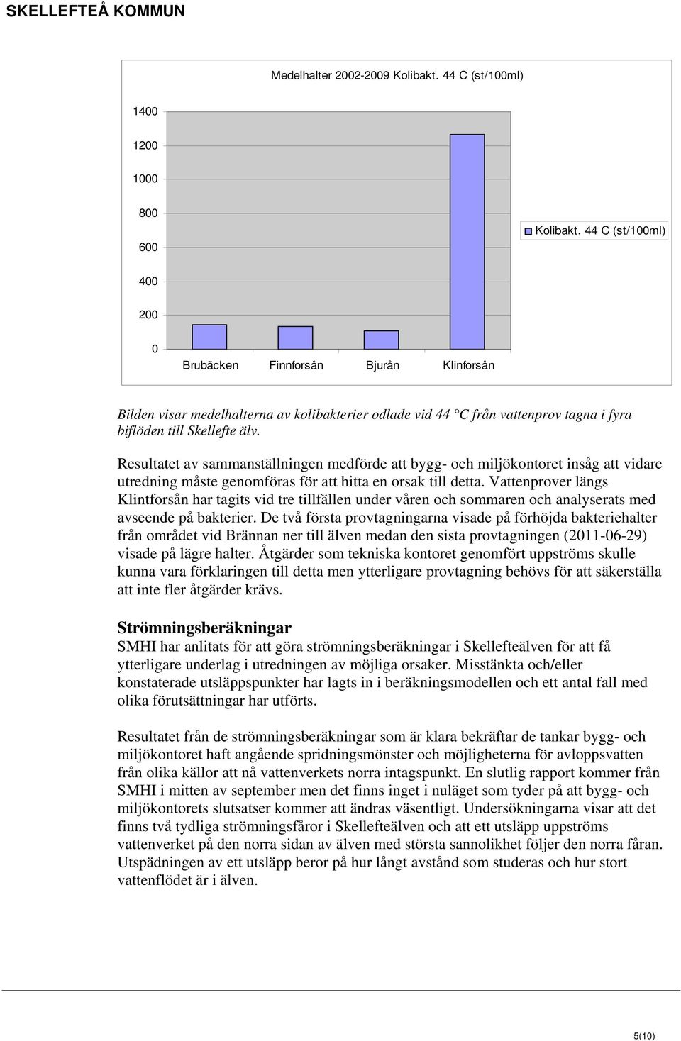 Resultatet av sammanställningen medförde att bygg- och miljökontoret insåg att vidare utredning måste genomföras för att hitta en orsak till detta.