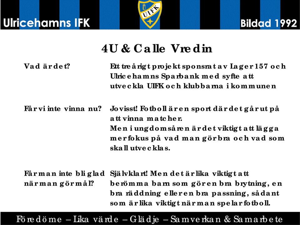 kommunen Får vi inte vinna nu? Jovisst! Fotboll är en sport där det går ut på att vinna matcher.