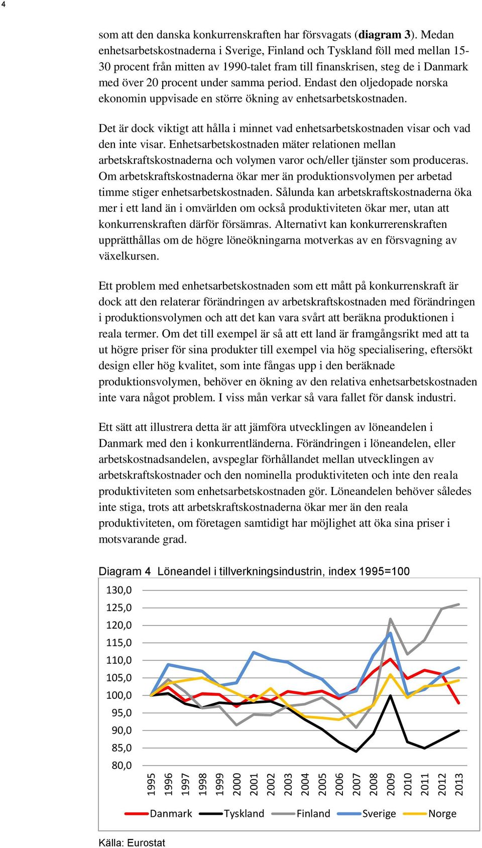 Endast den oljedopade norska ekonomin uppvisade en större ökning av enhetsarbetskostnaden. Det är dock viktigt att hålla i minnet vad enhetsarbetskostnaden visar och vad den inte visar.