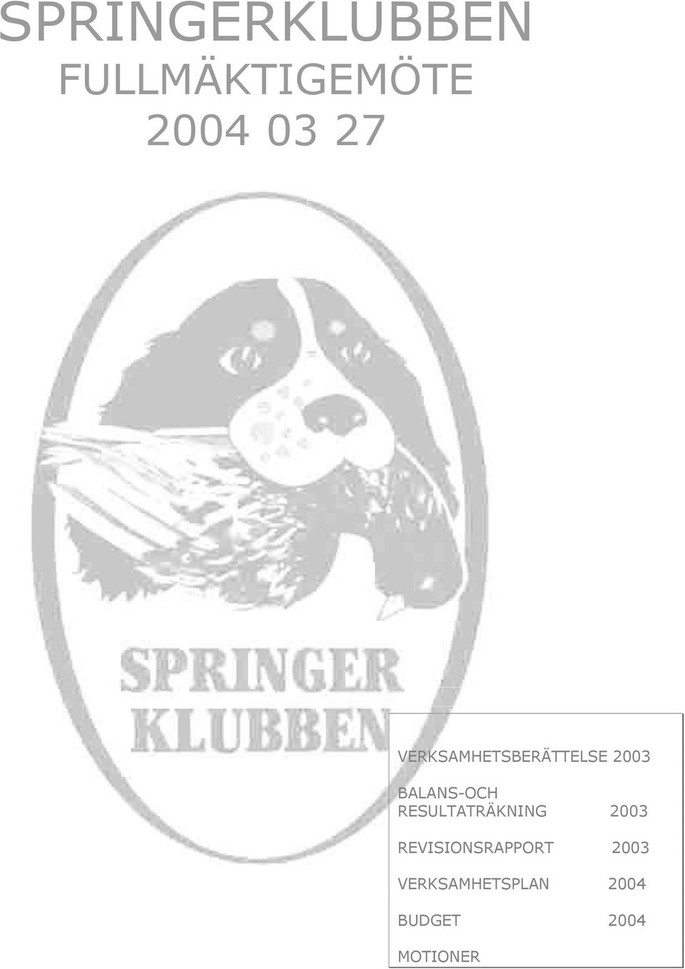 RESULTATRÄKNING 2003 REVISIONSRAPPORT