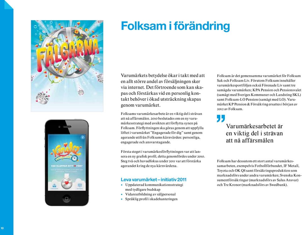 2010 beslutades om en ny varumärkesstrategi med avsikten att förflytta synen på Folksam.