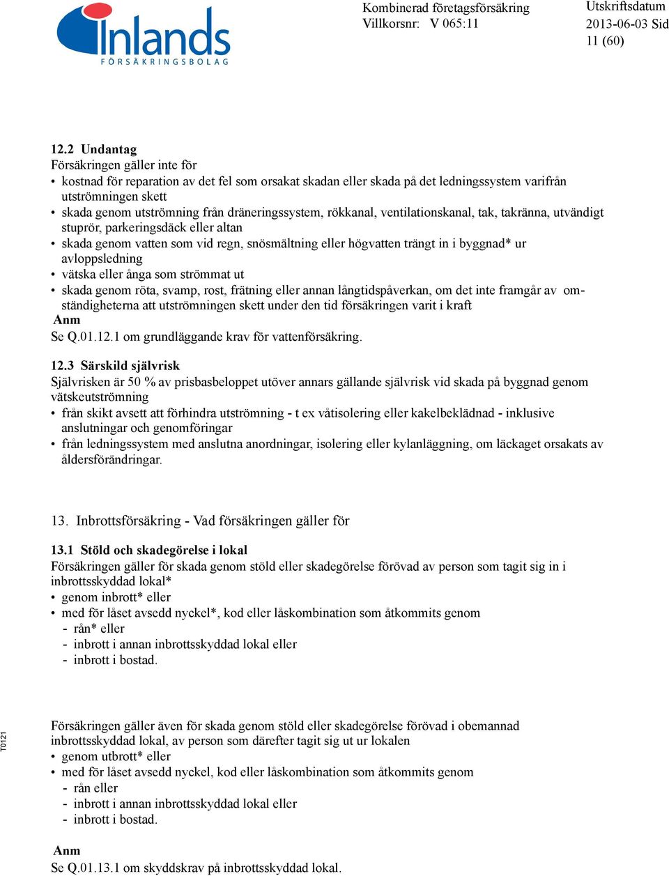 dräneringssystem, rökkanal, ventilationskanal, tak, takränna, utvändigt stuprör, parkeringsdäck eller altan skada genom vatten som vid regn, snösmältning eller högvatten trängt in i byggnad* ur