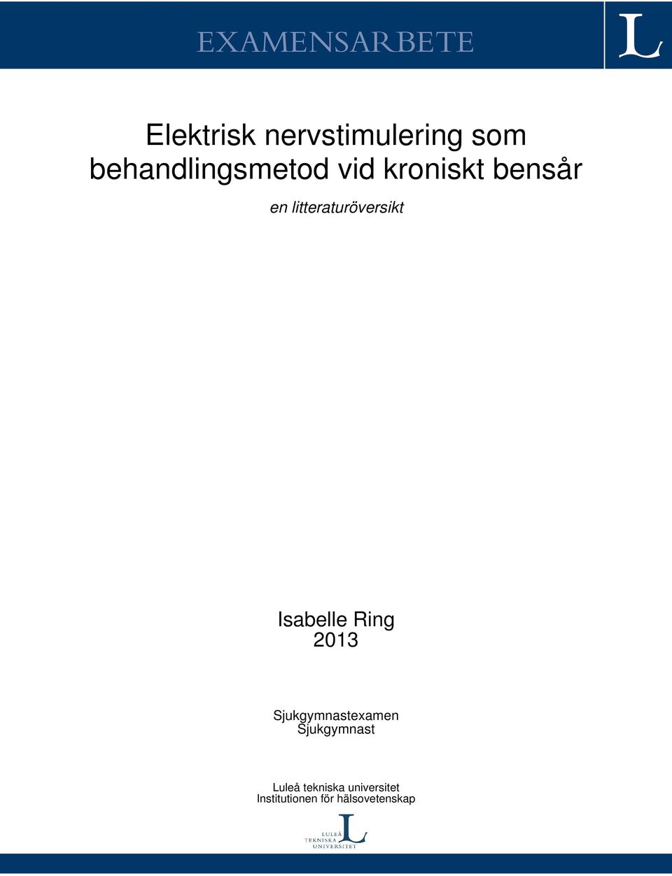 litteraturöversikt Isabelle Ring 2013