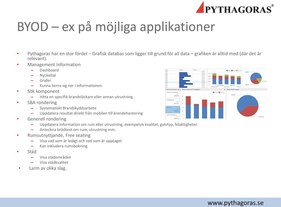 SBA rondering Systematiskt Brandskyddsarbete Uppdatera resultat direkt från mobilen till ärendehantering Generell rondering Uppdatera information om rum eller utrustning, exempelvis