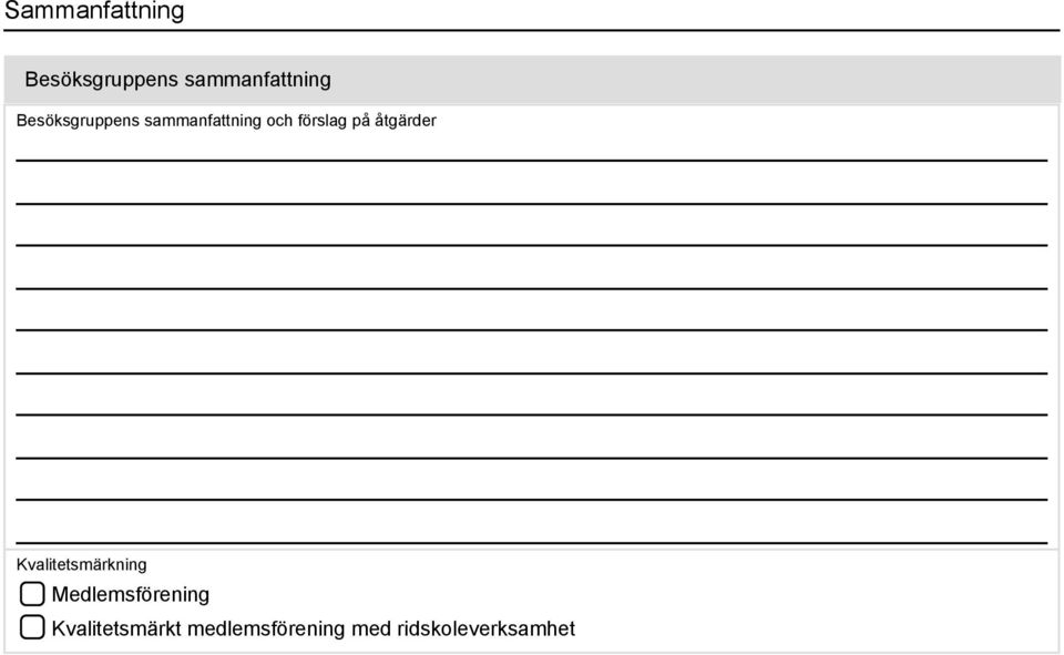 åtgärder valitetsmärkning Medlemsförening