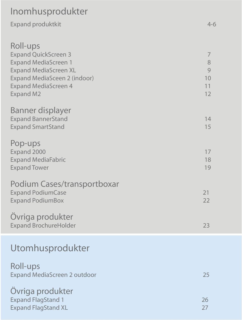 Expand 2000 17 Expand MediaFabric 18 Expand Tower 19 Podium Cases/transportboxar Expand PodiumCase 21 Expand PodiumBox 22 Övriga