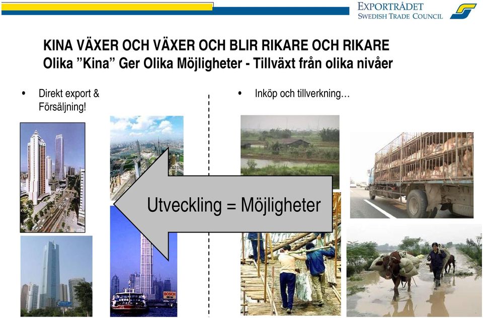 Tillväxt från olika nivåer Direkt export &