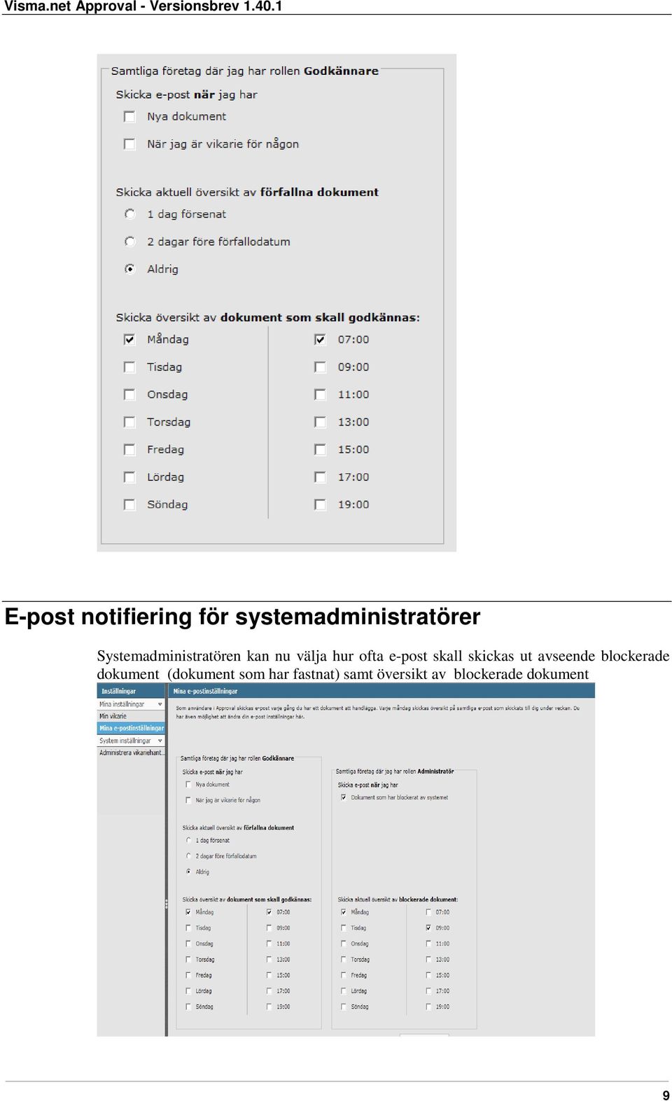 skall skickas ut avseende blockerade dokument