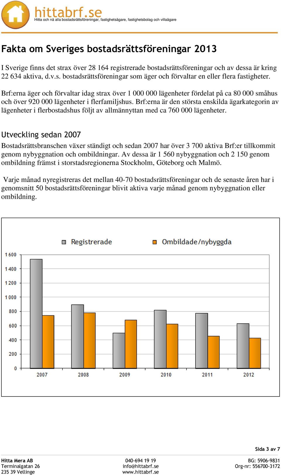 Brf:erna är den största enskilda ägarkategorin av lägenheter i flerbostadshus följt av allmännyttan med ca 760 000 lägenheter.