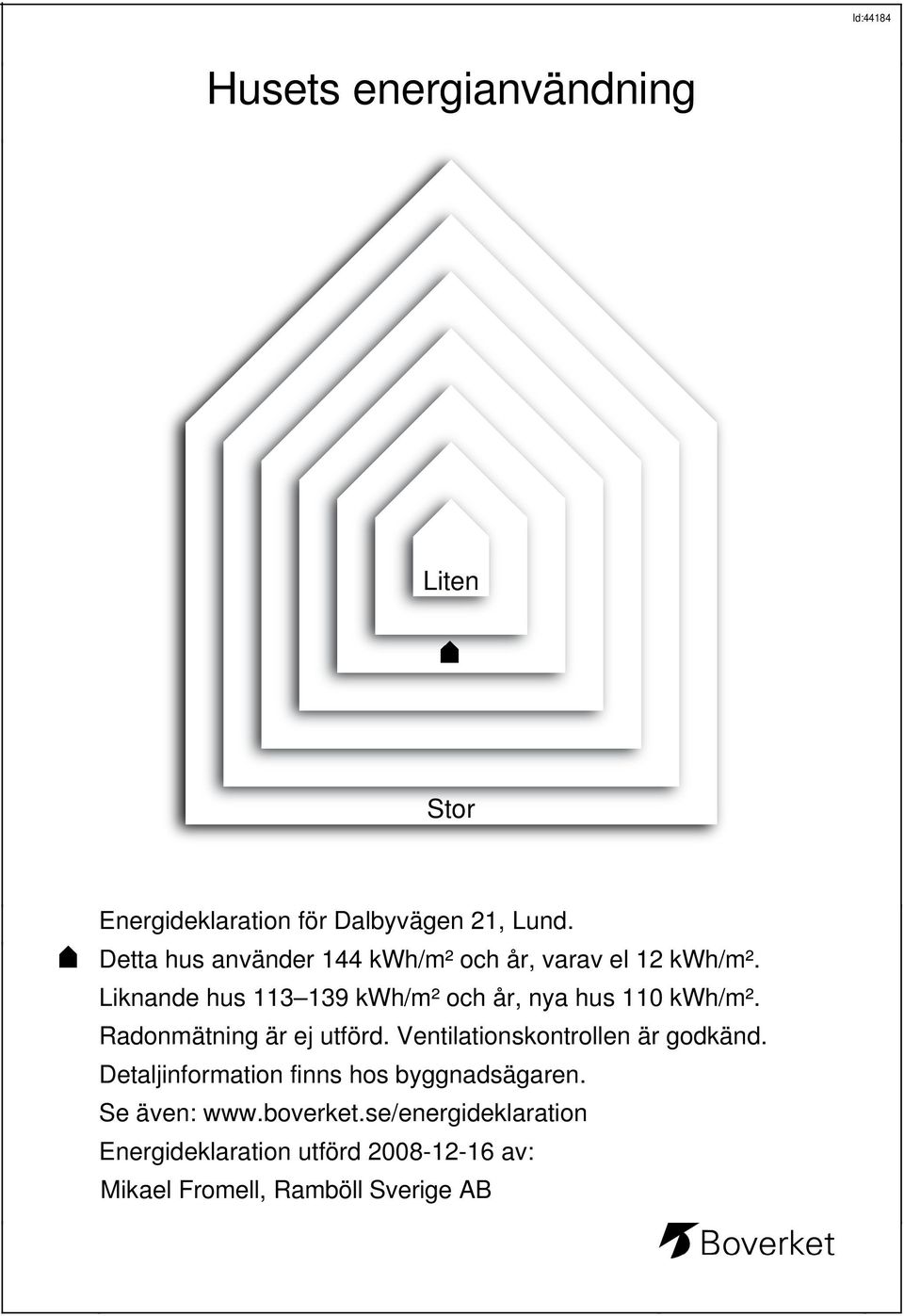 Liknande hus 3 39 kwh/m² och år, nya hus 0 kwh/m². Radonmätning är ej utförd.