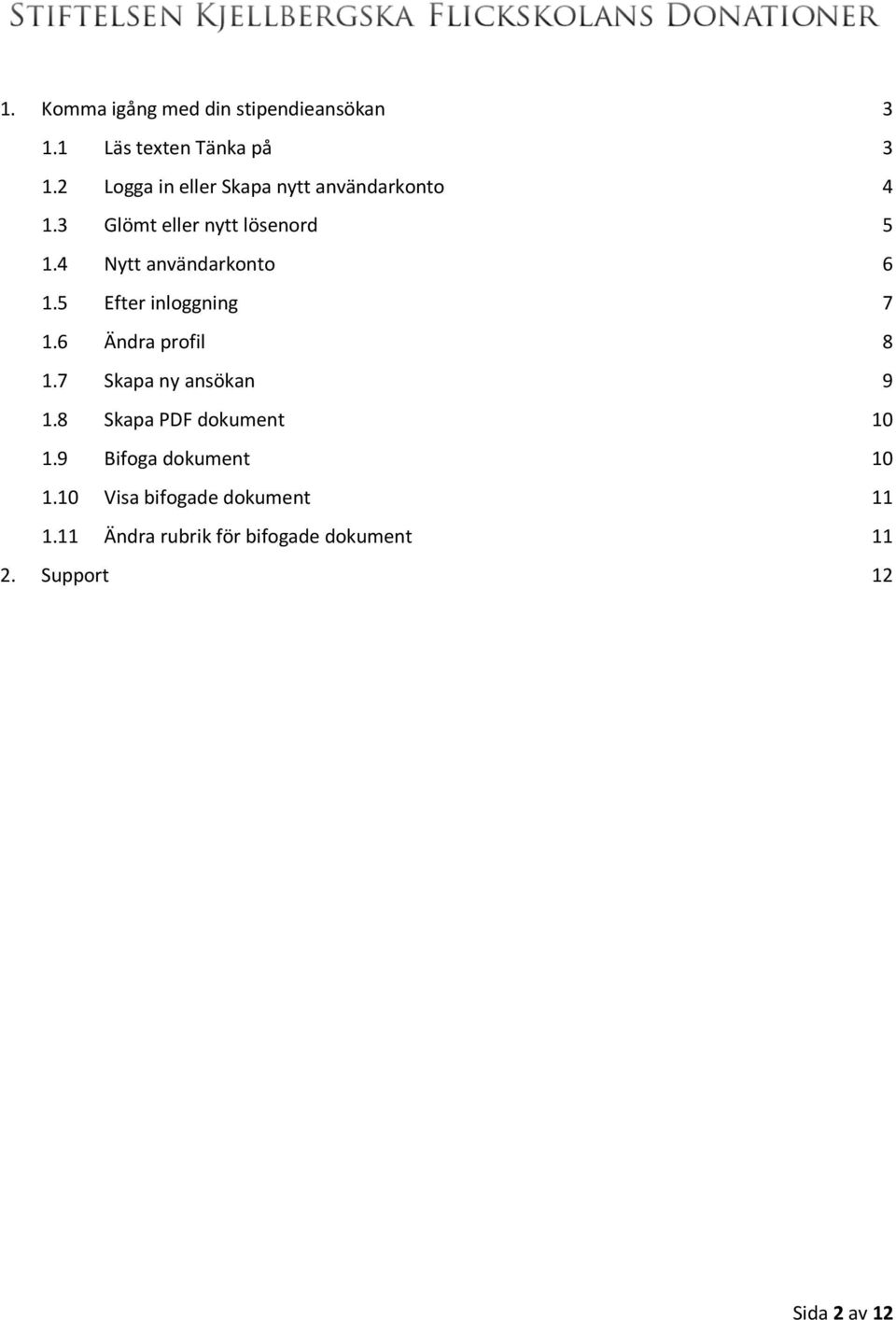 4 Nytt användarkonto 6 1.5 Efter inloggning 7 1.6 Ändra profil 8 1.7 Skapa ny ansökan 9 1.