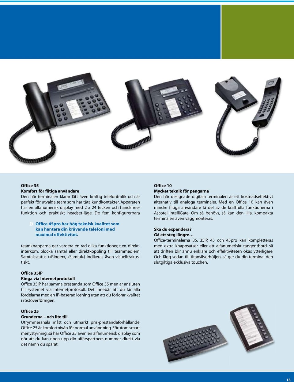 De fem konfigurerbara» Office 45pro har hög teknisk kvalitet som kan hantera din krävande telefoni med maximal effektivitet. teamknapparna ger vardera en rad olika funktioner, t.ex.