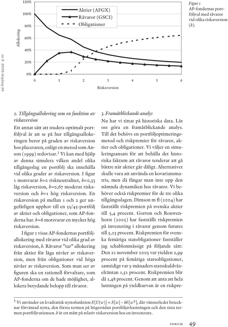 Tillgångsallokering som en funktion av riskaversion Ett annat sätt att studera optimalt portföljval är att se på hur tillgångsallokeringen beror på graden av riskaversion hos placeraren, enligt en