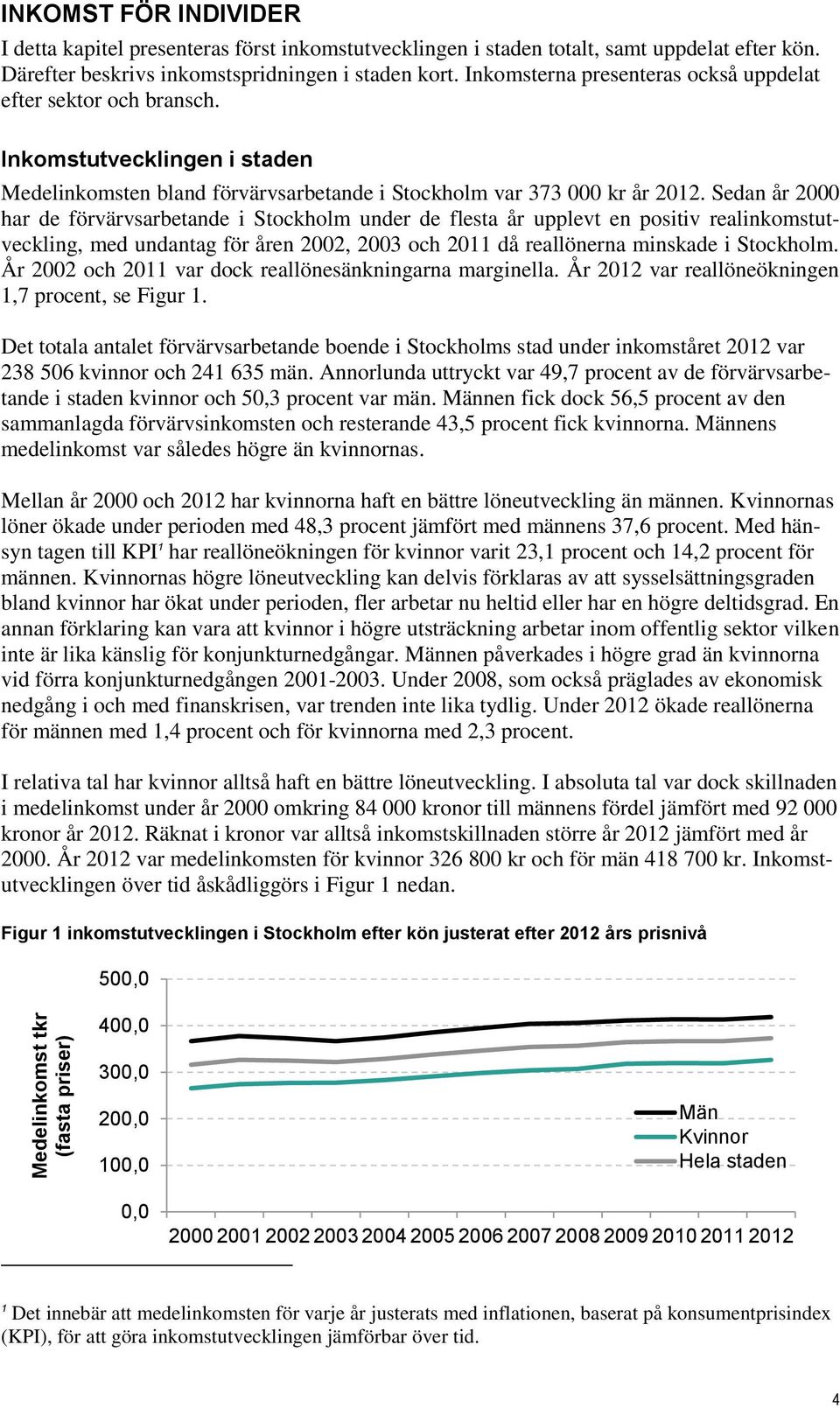 Inkomstutvecklingen i staden Medelinkomsten bland förvärvsarbetande i Stockholm var 373 000 kr år 2012.