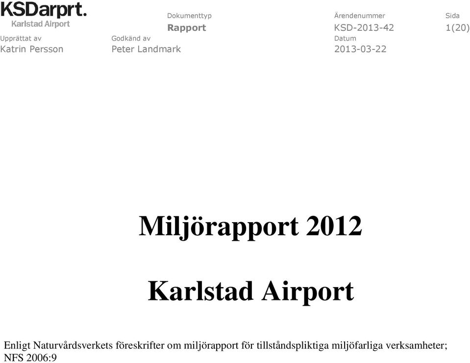 föreskrifter om miljörapport för
