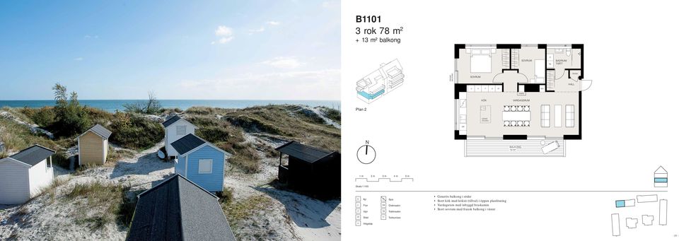gn Generös balkong i söder Vardagsrum med inbyggd