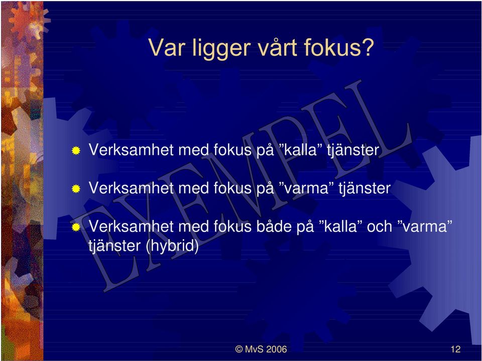 Verksamhet med fokus på varma tjänster