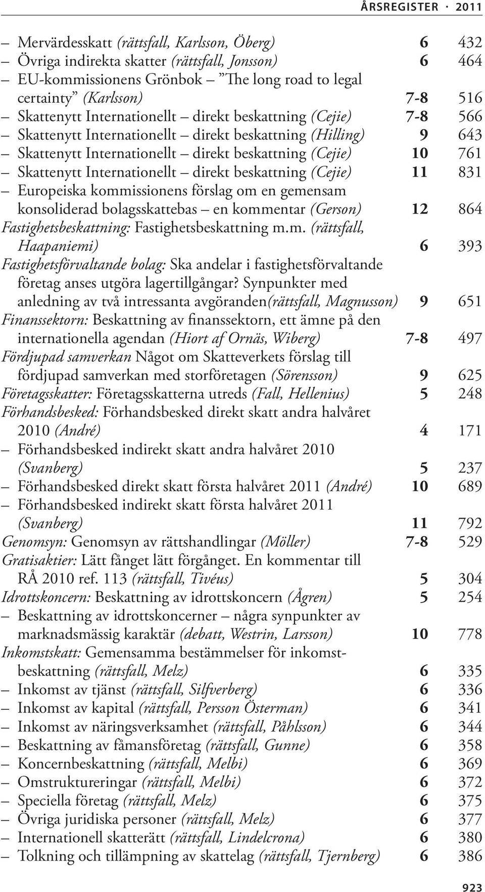 Internationellt direkt beskattning (Cejie) 11 831 Europeiska kommissionens förslag om en gemensam konsoliderad bolagsskattebas en kommentar (Gerson) 12 864 Fastighetsbeskattning: