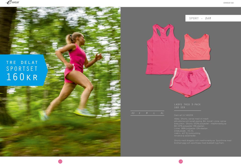 Linne, cerise kvalitet: Shorts: 100% polyester - meshinnerbyxa BH: 87% polyester 13% elastan Linne: 88%