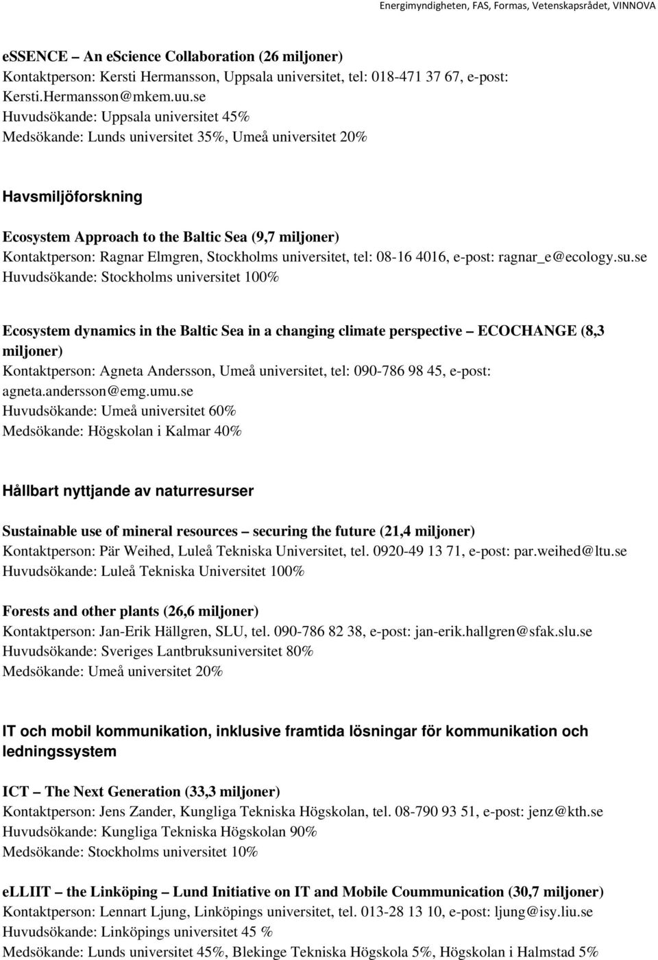 Stockholms universitet, tel: 08-16 4016, e-post: ragnar_e@ecology.su.