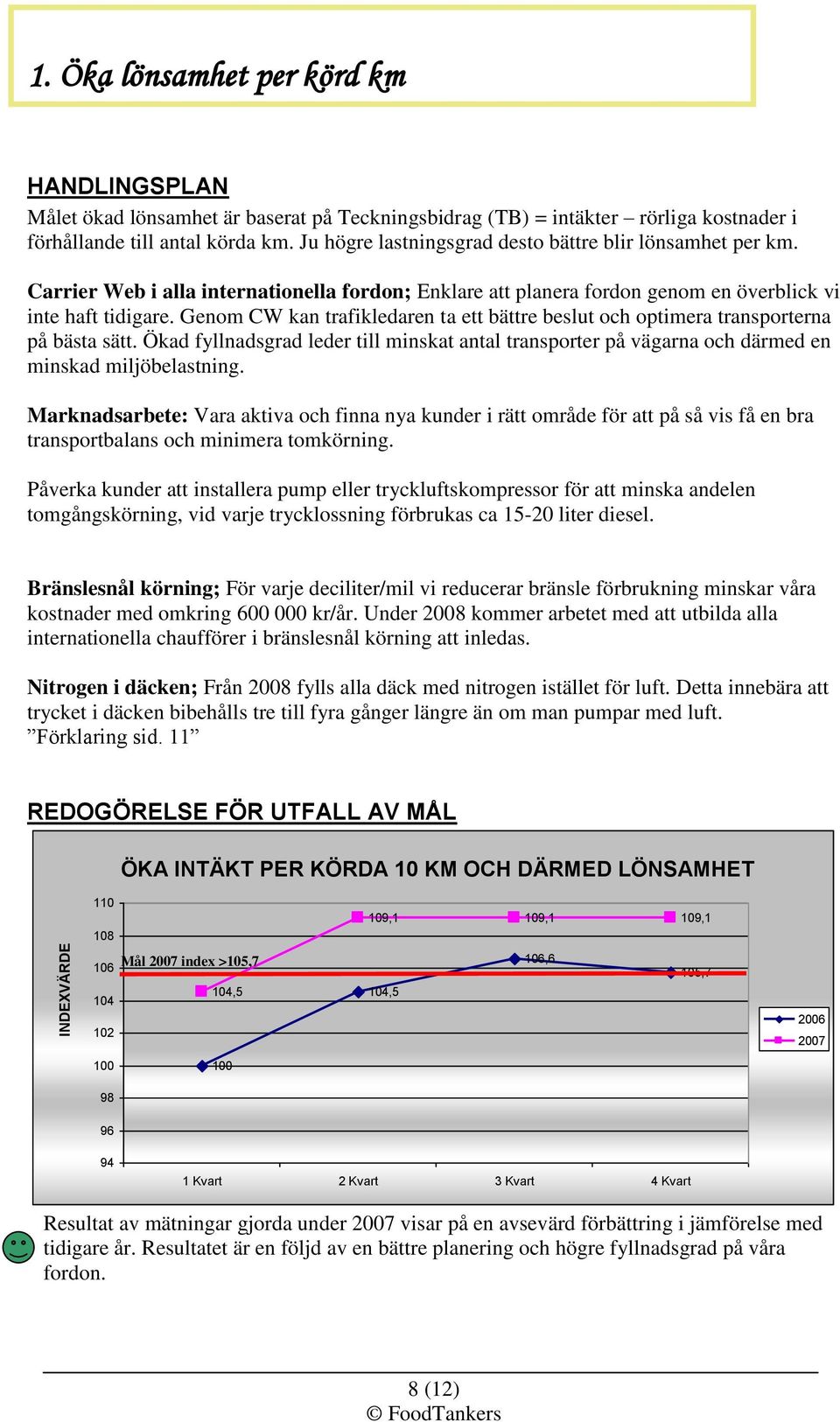 Genom CW kan trafikledaren ta ett bättre beslut och optimera transporterna på bästa sätt. Ökad fyllnadsgrad leder till minskat antal transporter på vägarna och därmed en minskad miljöbelastning.