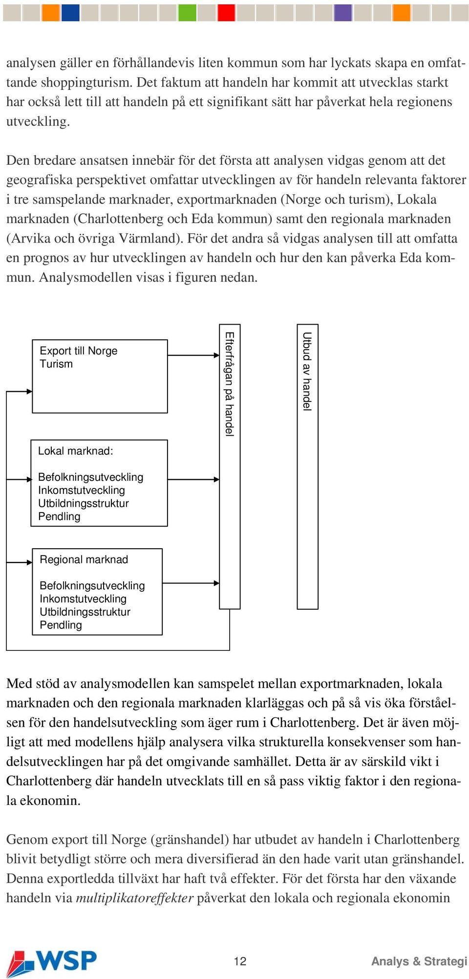 Den bredare ansatsen innebär för det första att analysen vidgas genom att det geografiska perspektivet omfattar utvecklingen av för handeln relevanta faktorer i tre samspelande marknader,