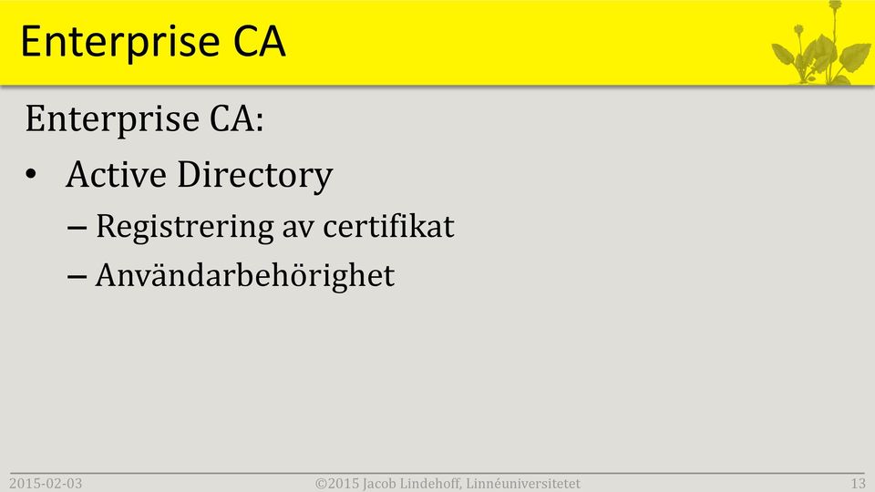 Enterprise CA: Active Directory