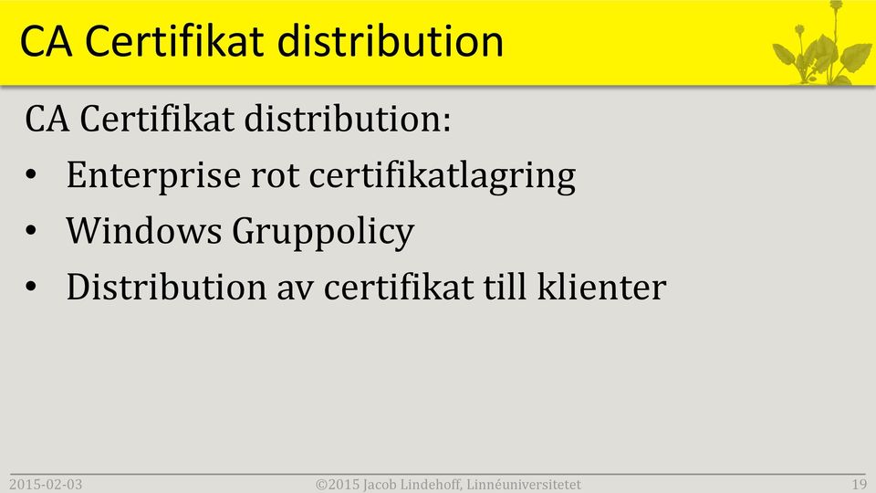 CA Certifikat distribution: Enterprise rot