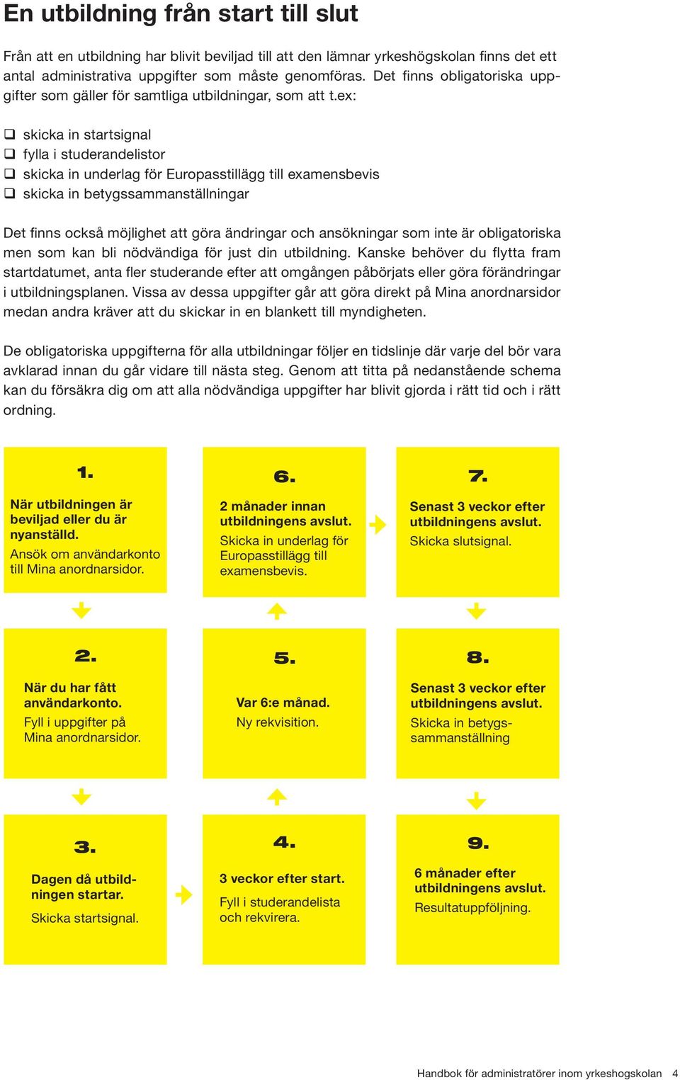 ex: q skicka in startsignal q fylla i studerandelistor q skicka in underlag för Europasstillägg till examensbevis q skicka in betygssammanställningar Det finns också möjlighet att göra ändringar och