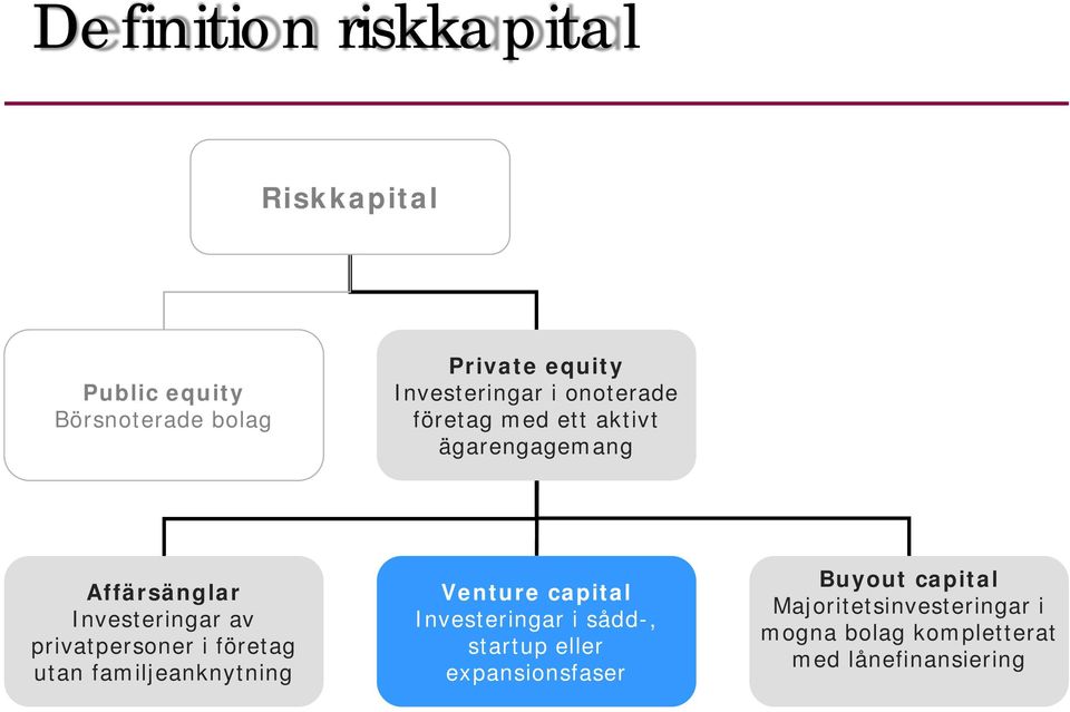 privatpersoner i företag utan familjeanknytning Venture capital Investeringar i sådd-, startup